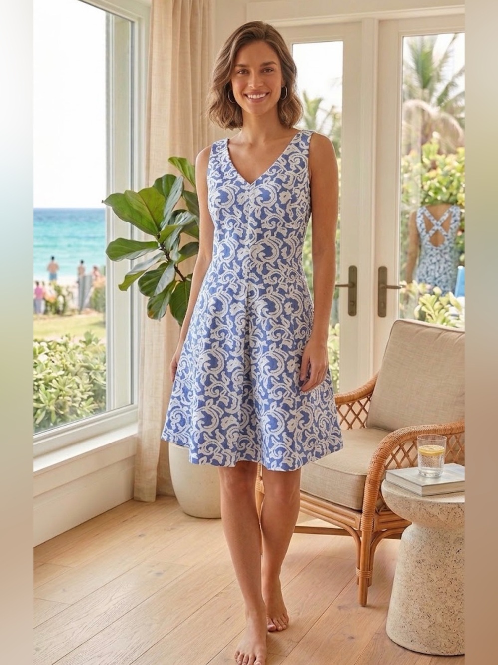 Taylor Dress Blue and White